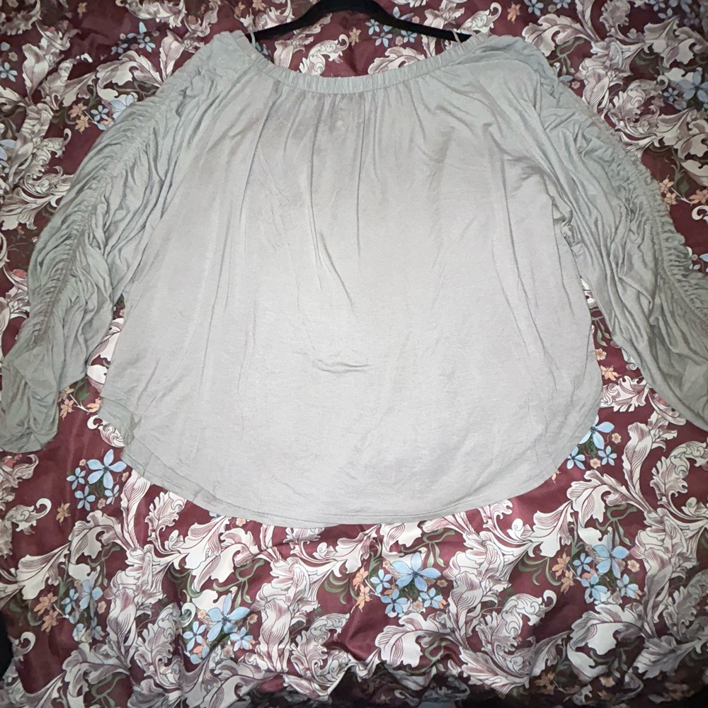 We The Free One-Shoulder Gray Blouse - Picture 6 of 10
